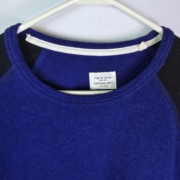 RAG & BONE Men's Navy Cobalt Colorblock Long Sleeve Flame Jersey Sweatshirts XL - Picture 3 of 12